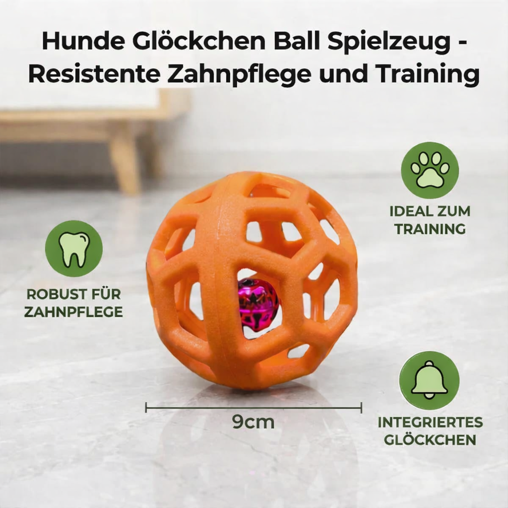 Kauball laget av naturlig gummi med klokke Skanto