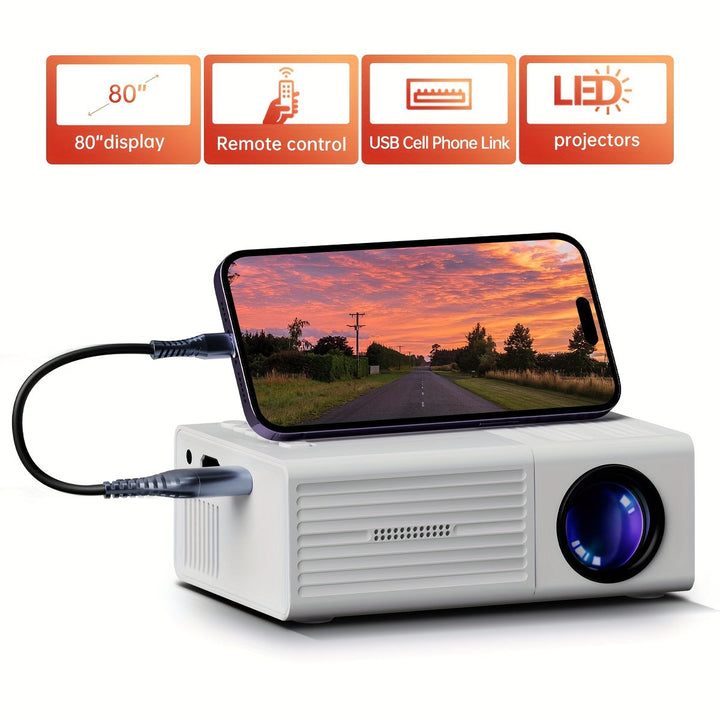 Skanto | Ultra-Lys Mini Prosjektor 3000 Lumen – Bærbar, HDTV & USB, Ideell for Hjemmekino & Utendørs!