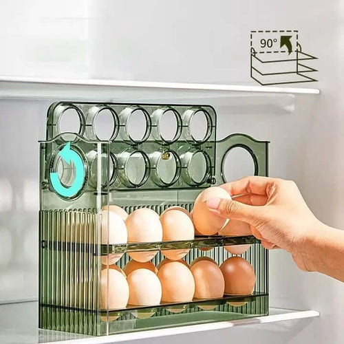 Skanto | Clear Egg Organizer – Space-Besparende Rullende Kjøleskapsoppbevaring