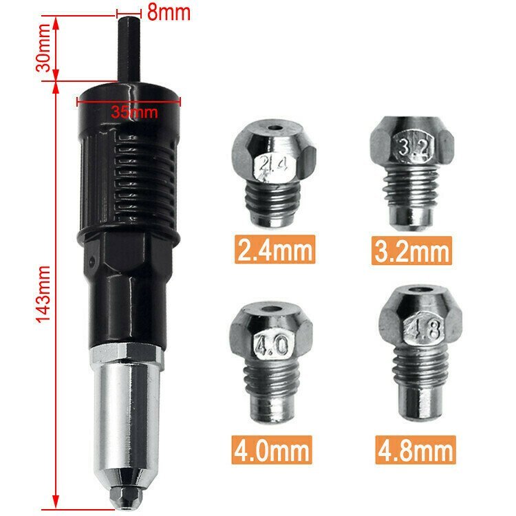 Skanto | Profesjonell popnaglepistol adapter sett med 4 forskjellige matchende dysebolter