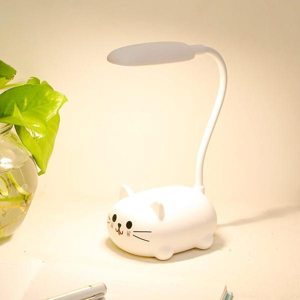 Skanto | Mini Tegneserie Katt LED Øyevern Leselampe USB Oppladbar Skrivebordlampe