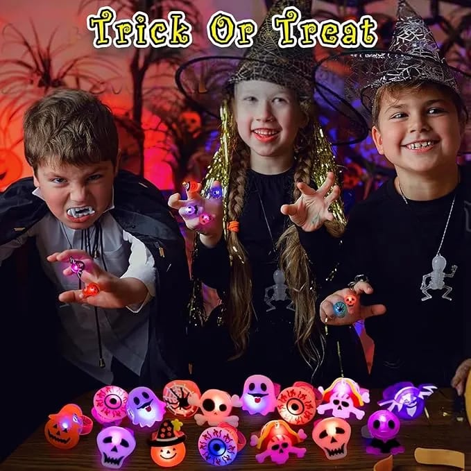 Skanto | LED Lyskilde Halloween Glødende Ring - Sett med 50stk