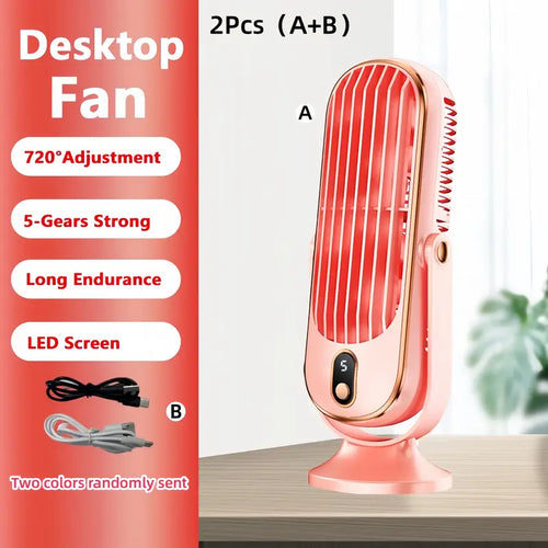 Bærbar mini luftkondisjonering med USB-lading – 5 hastigheter og 720° rotasjon | Skanto