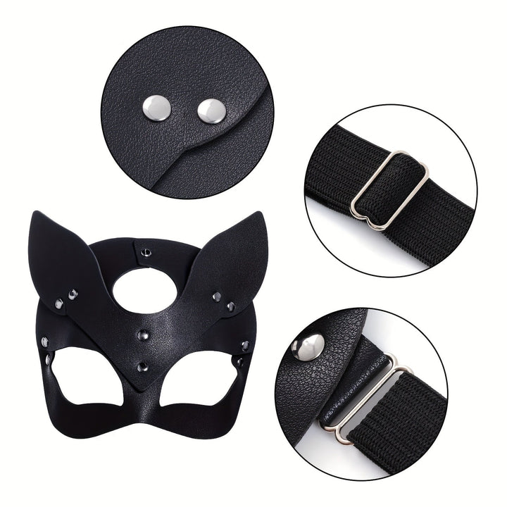 Skanto | Kvinners  Faux Leather Halloween Kostyme Tilbehør | Katt Maske Hansker