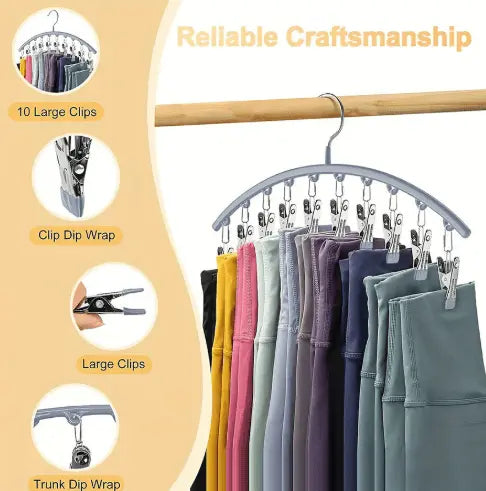 2-delt sett med leggings-organisator og kleshenger – med 20 klips for plassbesparende oppbevaring!