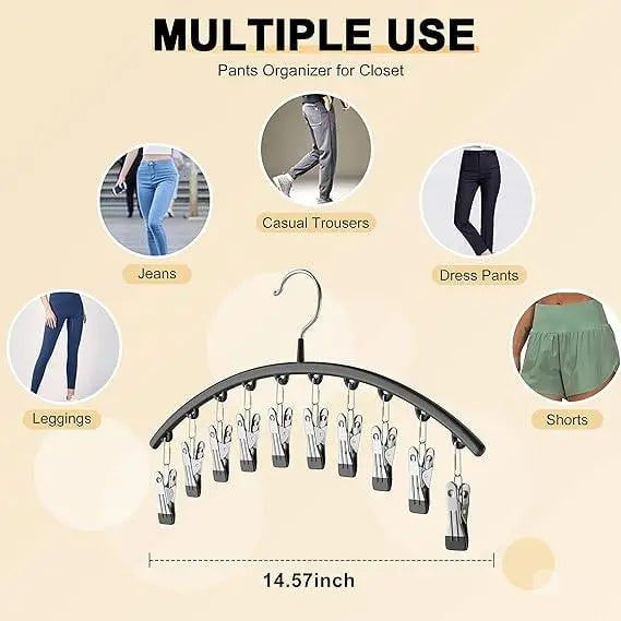 2-delt sett med leggings-organisator og kleshenger – med 20 klips for plassbesparende oppbevaring!