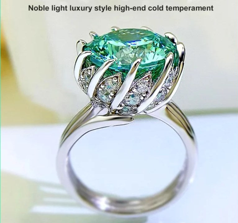 Skanto | 6 Karat Paraiba Blågrønn Lotus Diamant Ring