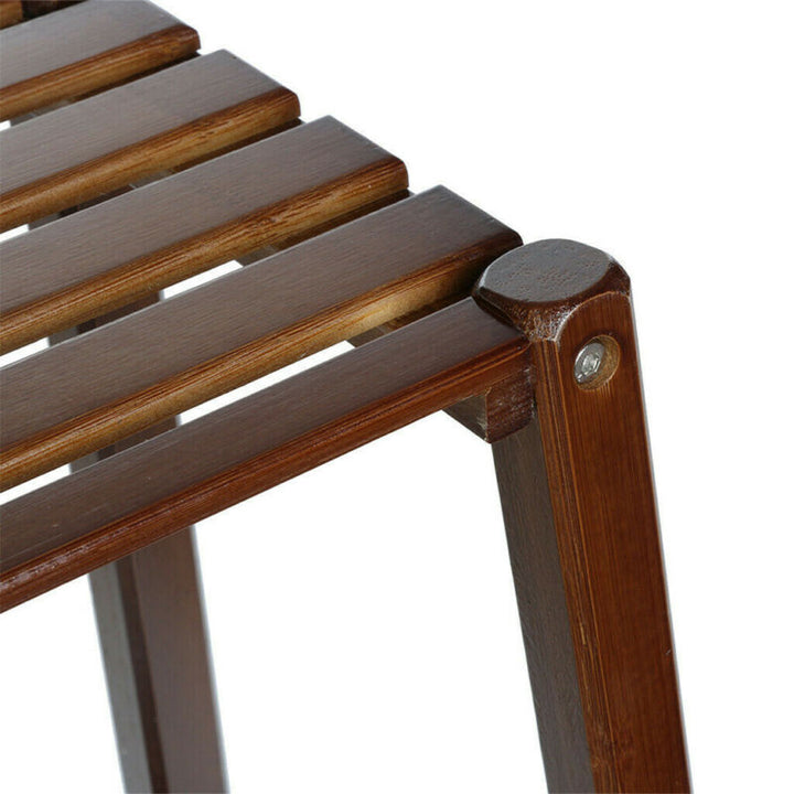 Norvo | 2 Tier Høy Plante Stativ Pottholder Lite Rom Bord Hage Blomsterpotte Brun