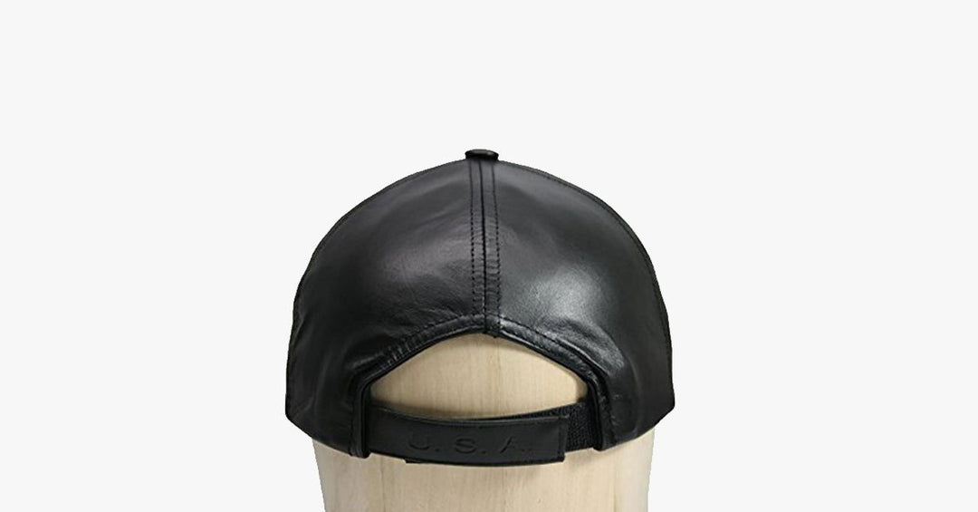 Svart lær justerbar baseball caps | Skanto