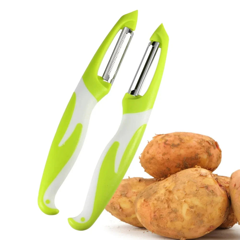 2 stk Ultra Sharp Rustfritt Stålblad Frukt- og Grønnsaksskreller Sett | Skanto