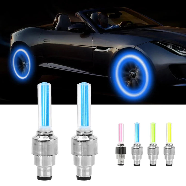 2 stk bilhjul LED-lampe, motorsykkel sykkel dekk ventilhette Skanto
