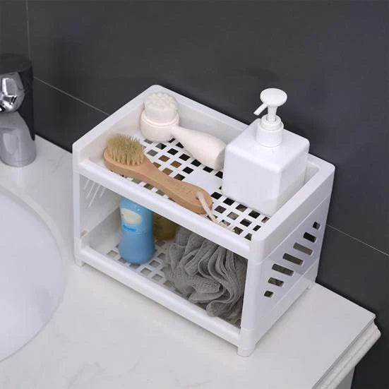 Dobbel Lag Plastic Stroge Organizer Shelf Skanto