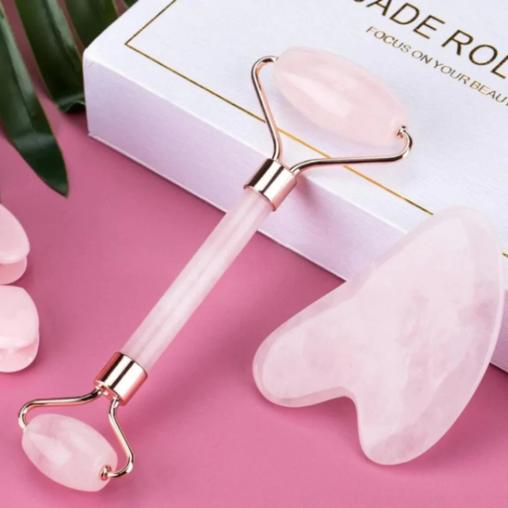 Jade Roller & Gua Sha, Ansiktsrulle, Ansikts skjønnhetsrulle hudpleieverktøy, Skanto