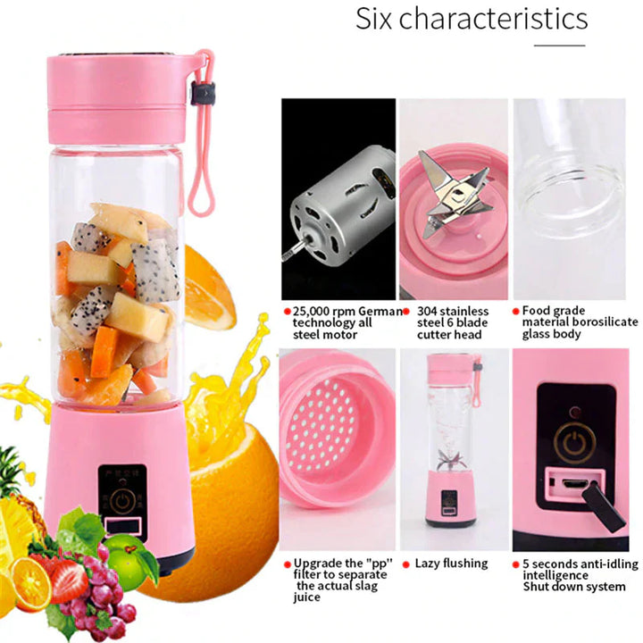 Bærbar oppladbar reisejuicer blender 6 blad Skanto