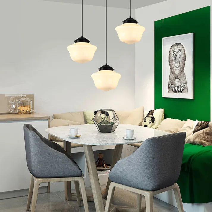Vintage Geometrisk Hengelampe laget av Matt Glass – Retro Pendellampe for Spisestue | Skanto