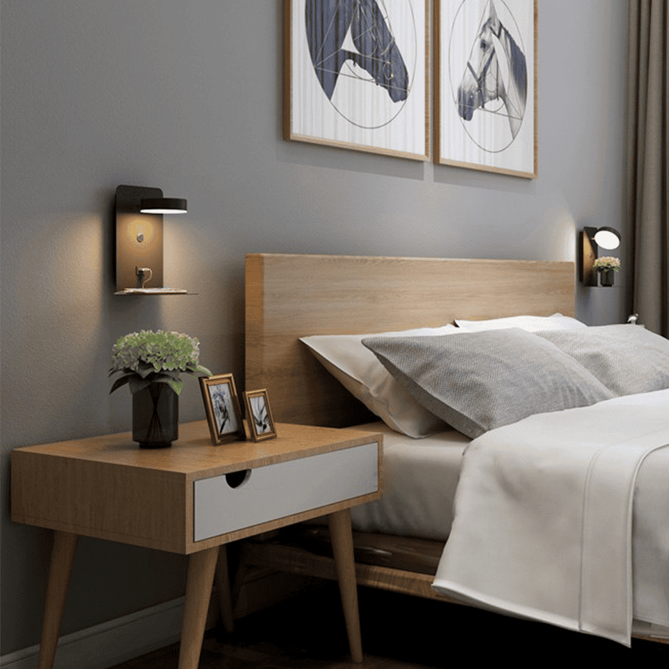 Skanto | Dimbar Multifunksjonell Led-Vegglampe Med Usb-Ladeport For Soverom