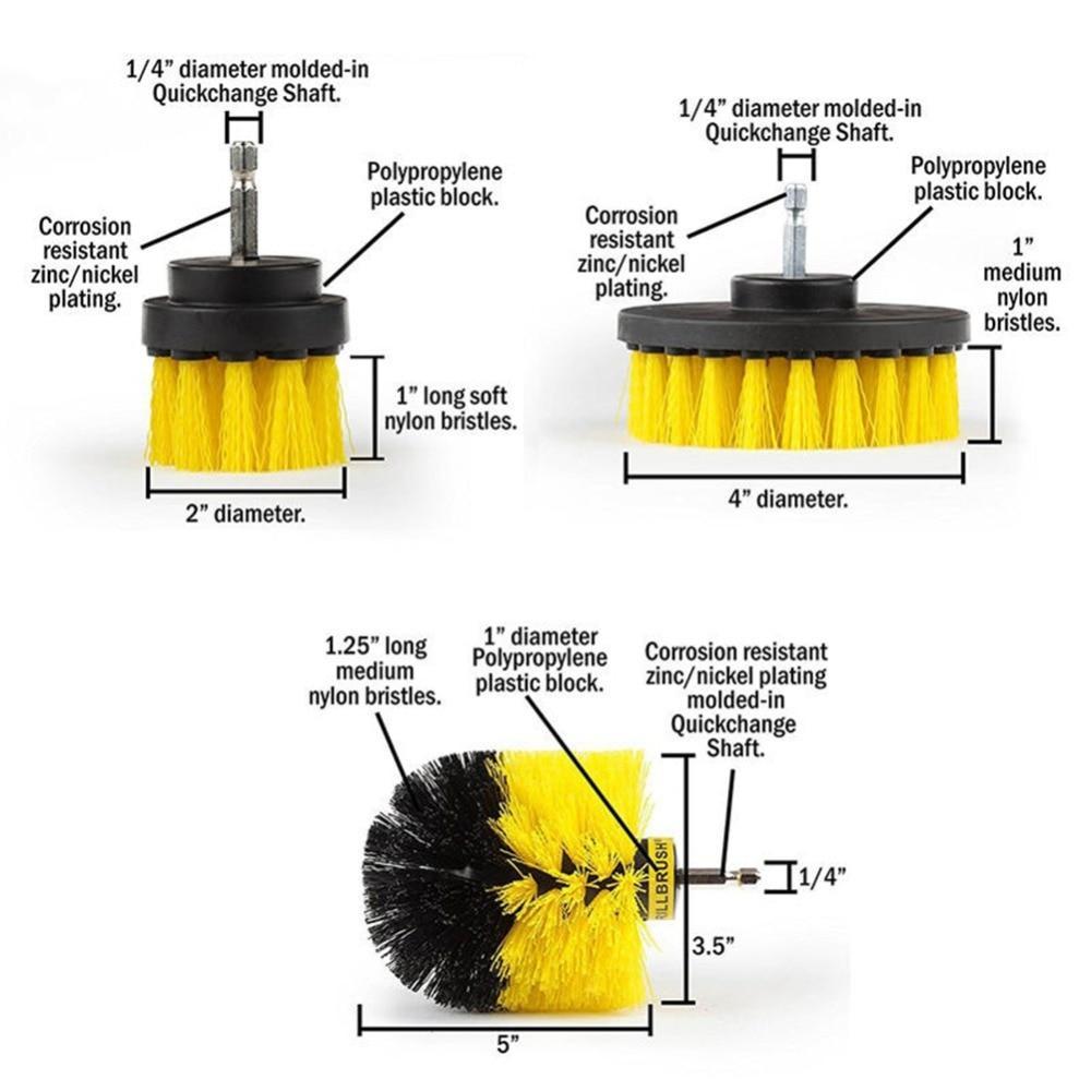 Skanto | IcoolGadgets 3 pcs/set Power Scrubber Brush Drill Brush Rengjøring av badoverflater Kar Dusj Flis Fuge Trådløs Power Scrub Rengjøringssett