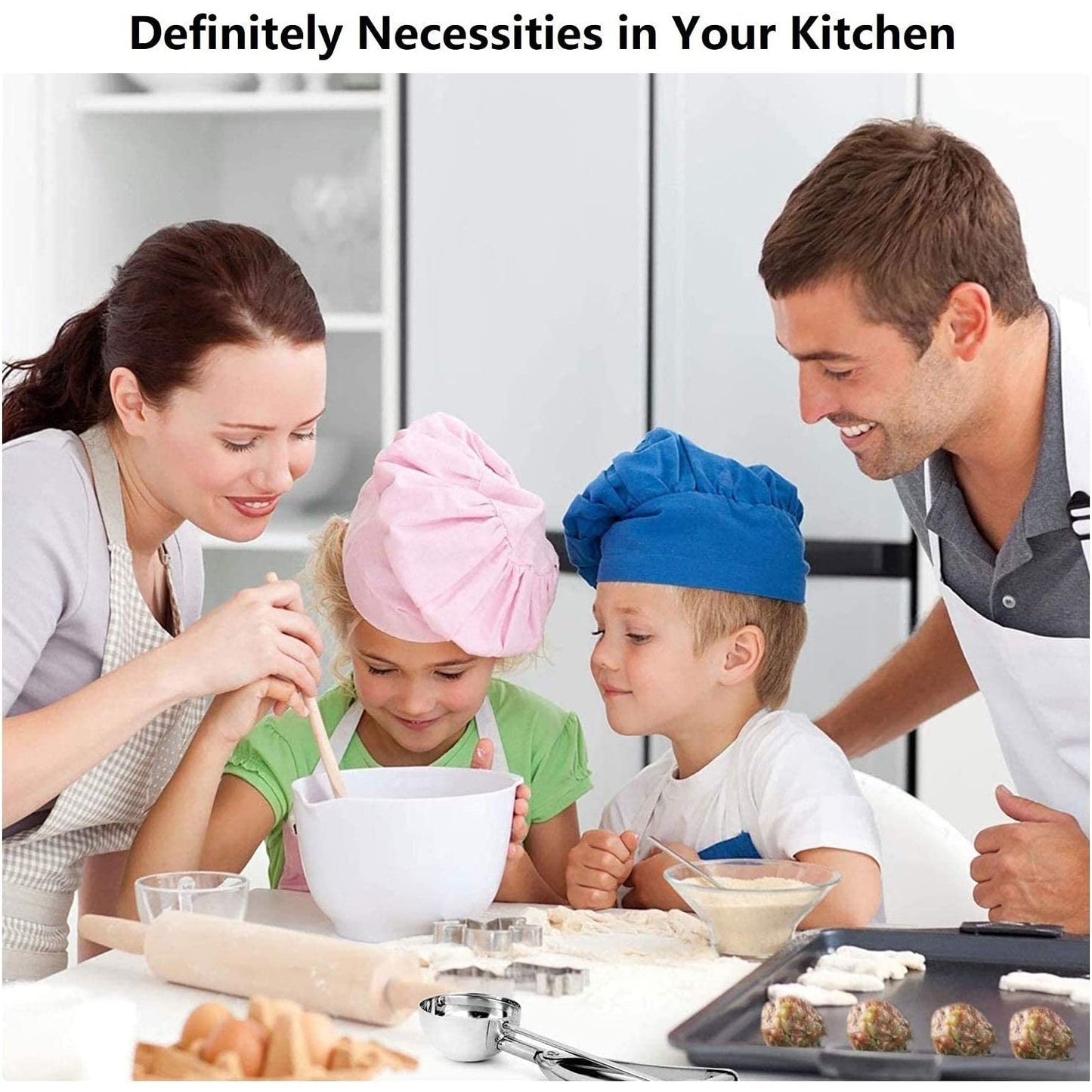 Norvo | 3-delt sett: Kake-scooper i rustfritt stål med utløser