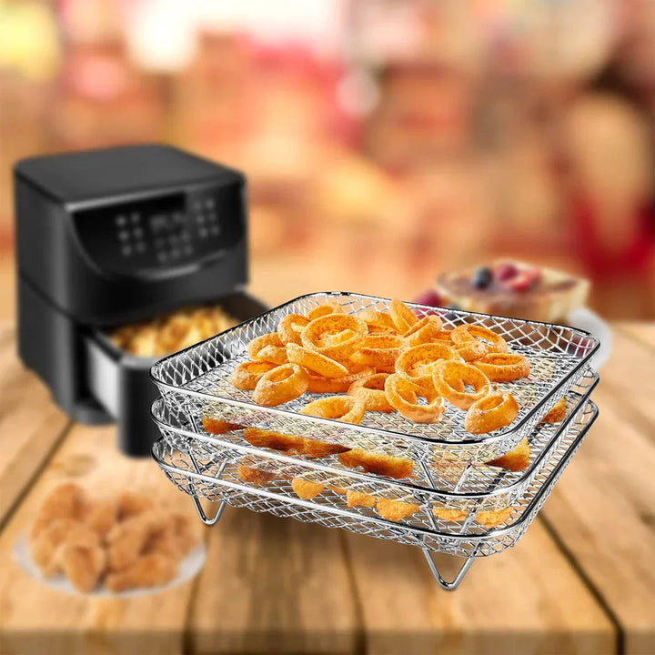3-lags rustfritt stål Air Fryer Rack Universelt Stabilt Tilbehør | Skanto