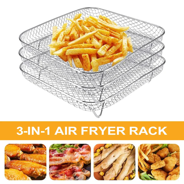 3-lags rustfritt stål Air Fryer Rack Universelt Stabilt Tilbehør | Skanto