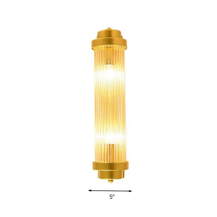 Cylinder Soverom Vegglampe Sconse Vintage Klart Glass 2 Hoder Gull LED Veggbelysning Armatur | Skanto