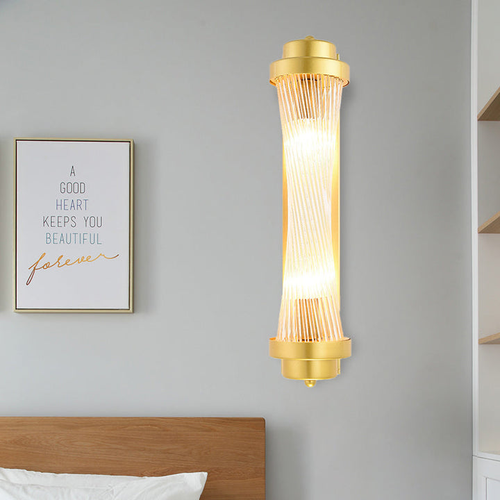 Cylinder Soverom Vegglampe Sconse Vintage Klart Glass 2 Hoder Gull LED Veggbelysning Armatur | Skanto