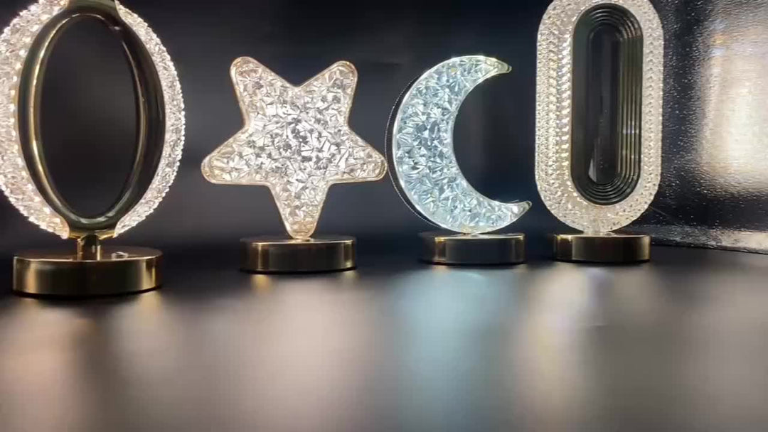 CrystalGlow lampe - dimbar bordlampe med berøringsskål