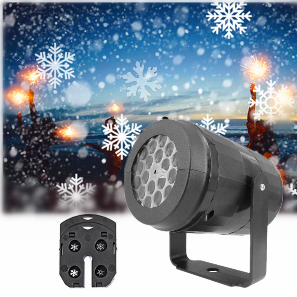 Skanto | LED Juleprojektor Snøfnugg Lys Show – Vanntett Utendørs Lampe med 16 Mønstre