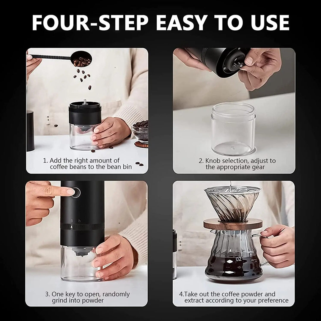 Skanto | Bærbar Elektrisk Kaffekvern med USB Type-C Lading & Keramisk Kvern