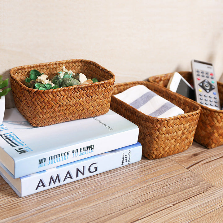 Håndlaget Naturlig Vevd Oppbevaringskurv Skanto