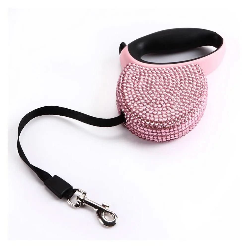 Skanto | CHIC CANIN BNDLE – Glitrende hundeleie med rhinestones & retractable for små hunder & katter