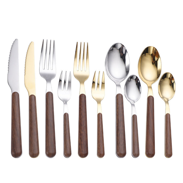 Norvo | Stål Flatware Set med Trehåndtak