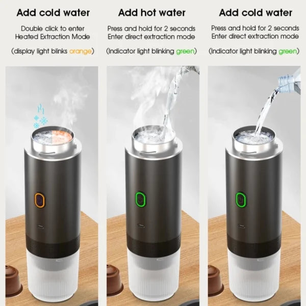 Skanto | Trådløs Espresso Kaffemaskin Bærbar 3 i 1 Kaffetrakter med Kapsel og Pulver