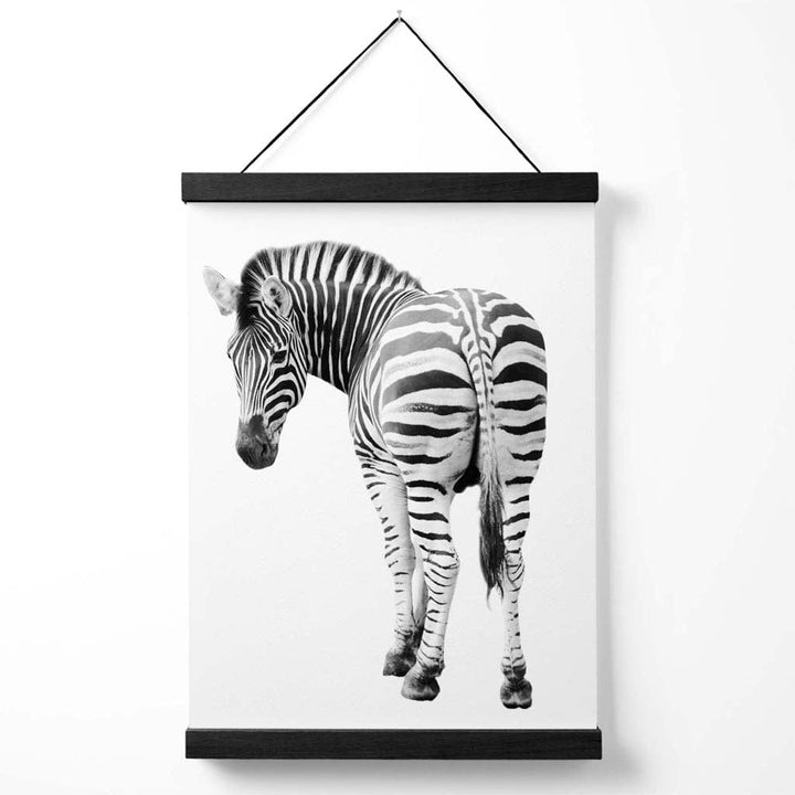 Plakat med frekk sebradyr (svart og hvit) med oppheng