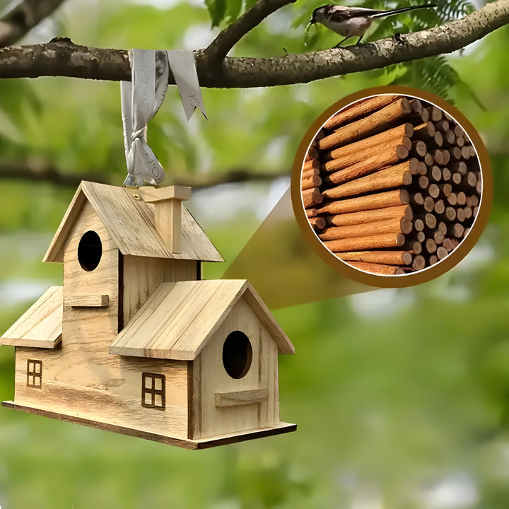 WoodlandBird Hus- Tre Hulls Hengefuglehus med 3-Hull | Skanto