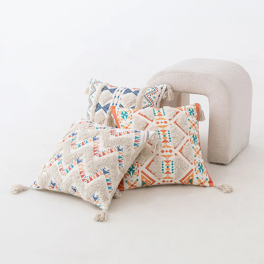 Skanto | Boho Geometrisk Tuftet Putetrekk – Dekorativt Putetrekk for Hjem og Sofa