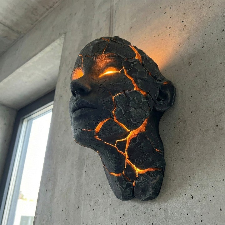 Vulkansk Ansikts-Lava-Sprakk-Veggkunstlampe | Skanto