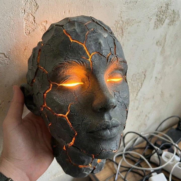Vulkansk Ansikts-Lava-Sprakk-Veggkunstlampe | Skanto