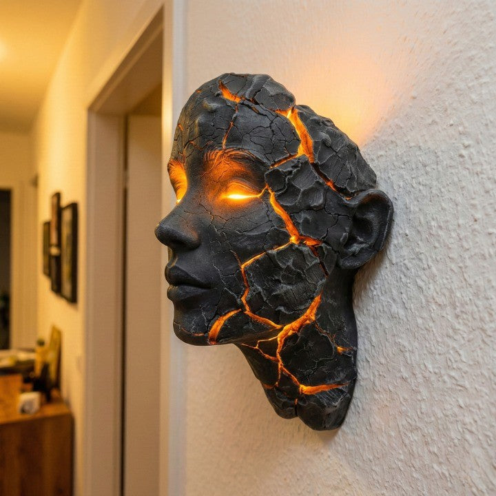 Vulkansk Ansikts-Lava-Sprakk-Veggkunstlampe | Skanto