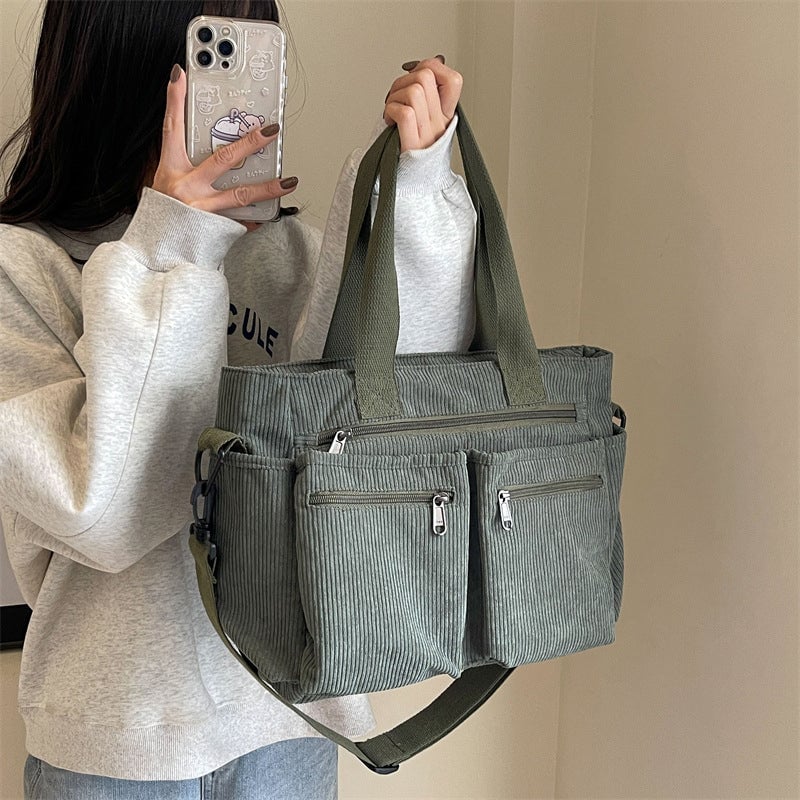 Skanto | Ensfarget Cordfløyels Tote Bag