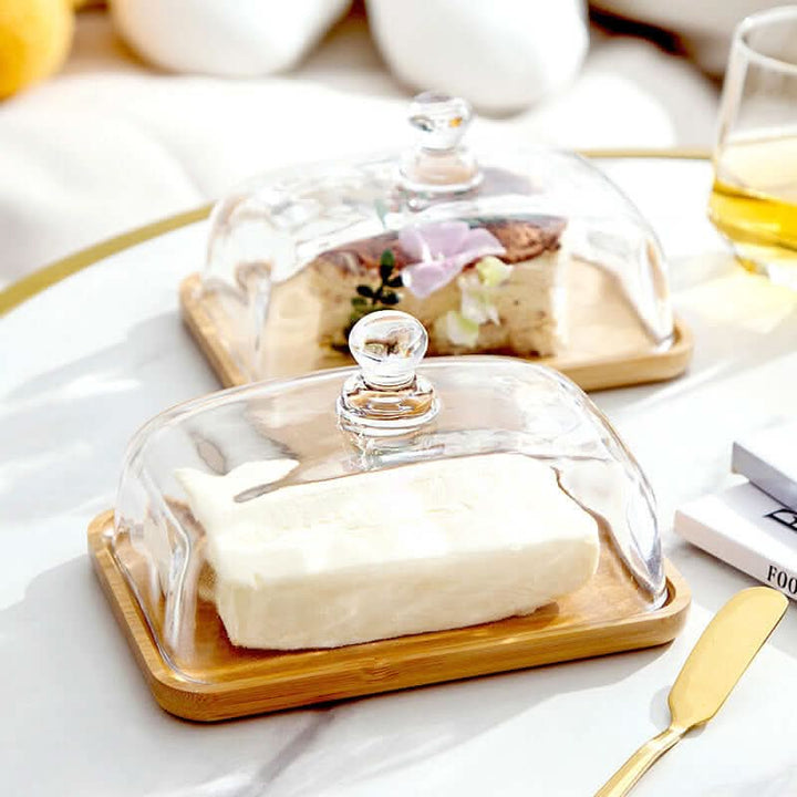 Skanto | Tre Smørfat med Glasslokk – Elegant Servise