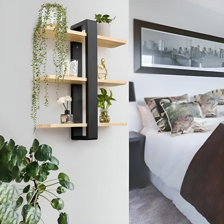 Skanto | NordWood Vegghylle | Solid Furu | 3 Nivåer | Plassbesparende & Dekorativ | Naturlig Tre