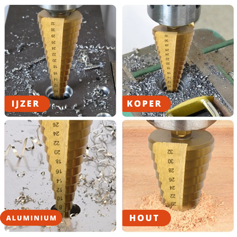 Skanto | 6-delt titan bor-sett | For presis boring gjennom metall, tre og andre materialer