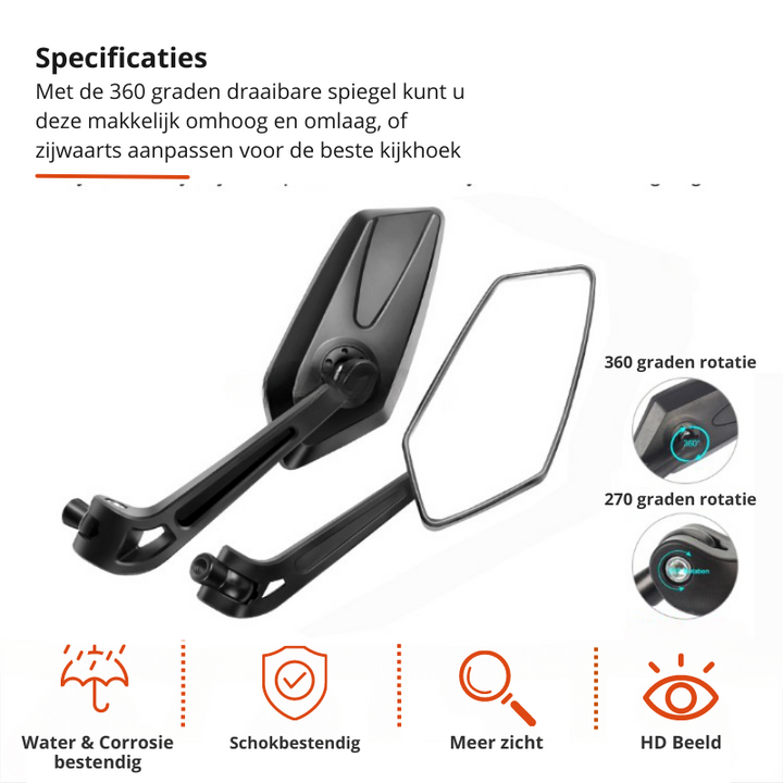 360° bakspeil for sykkel med styrefeste | Skanto