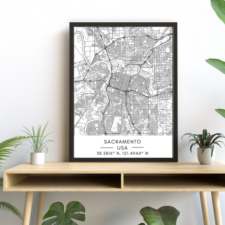 Stadskart av Sacramento – Lerretsbilde