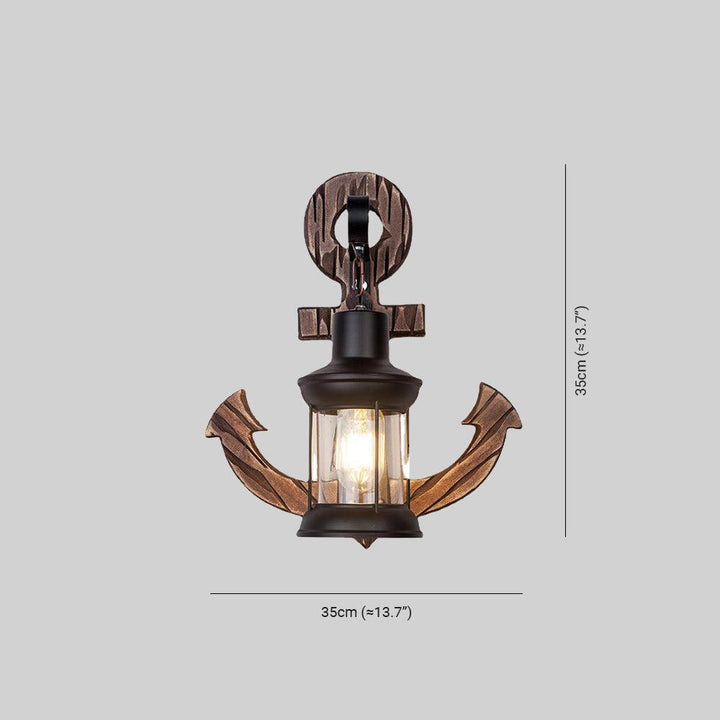 Rustikk tremarina vegglampe med lantern Skanto