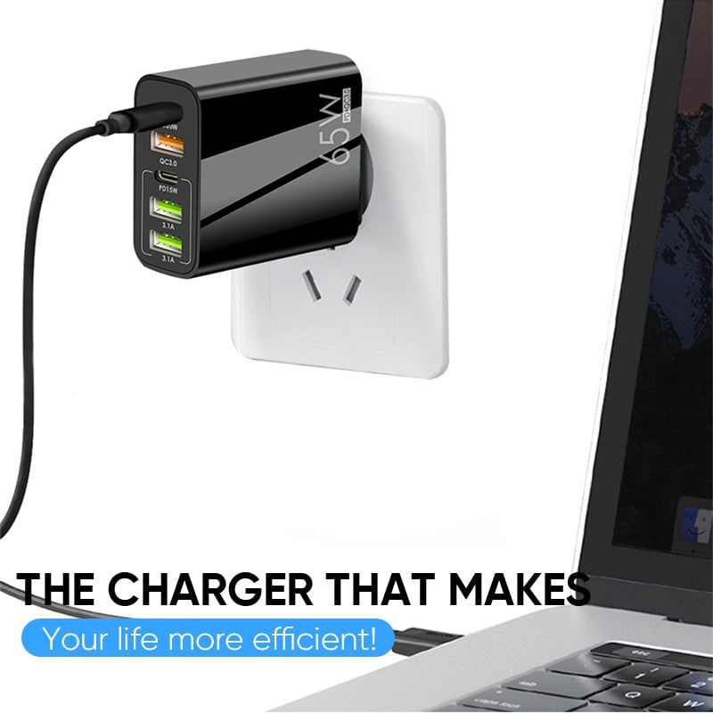 Multi-Port-Adapter 65W Hurtiglader - US-standard | Skanto