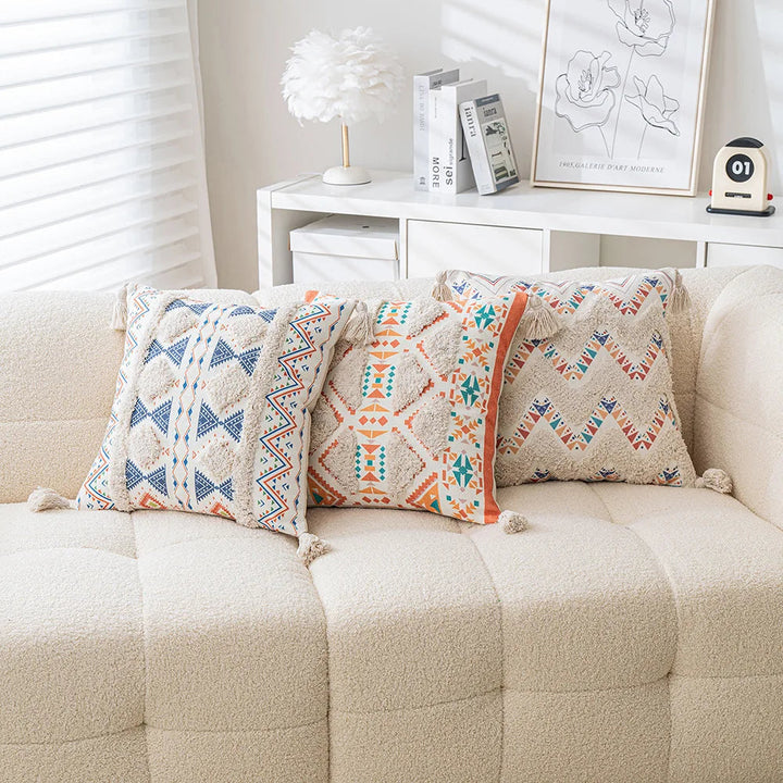 Skanto | Boho Geometrisk Tuftet Putetrekk – Dekorativt Putetrekk for Hjem og Sofa