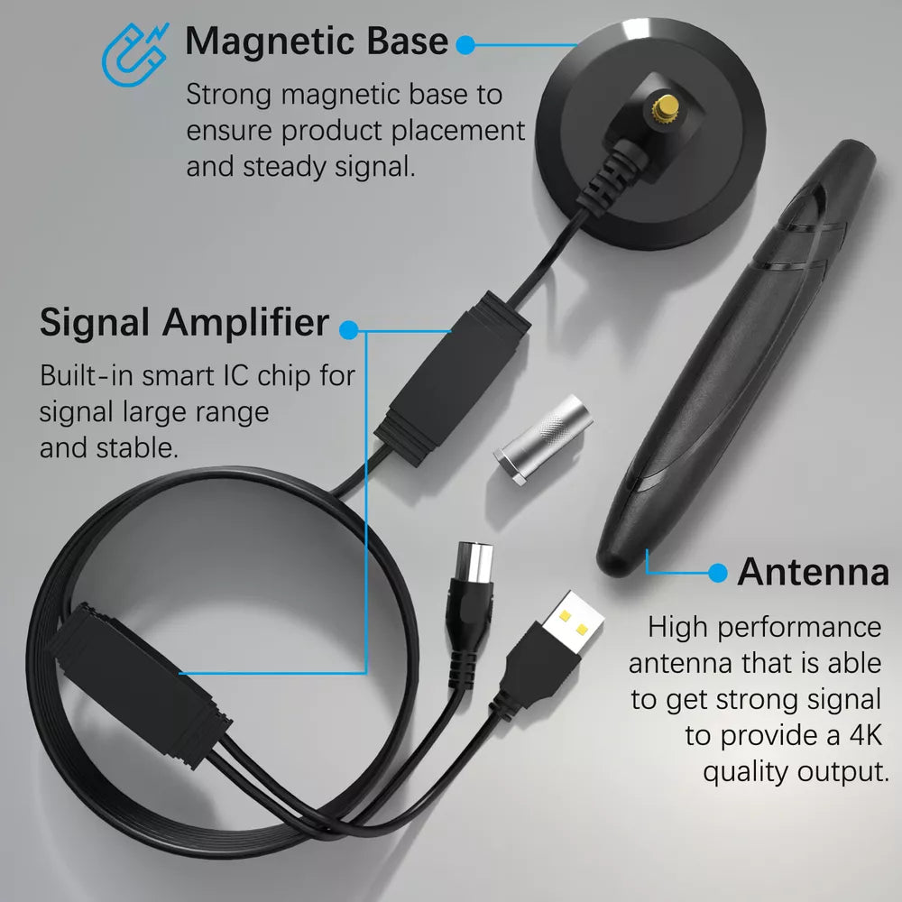 Skanto | HDTV 4K Magnetisk Digital Antenne Høyytelses Innendørs Antenne med Forsterker
