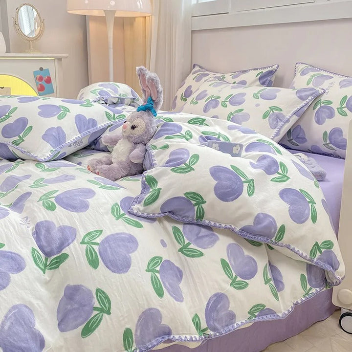 Skanto | Blossom & Berry Drøm Sengetøy Sett 4pcs Blomster Dynebeskytter